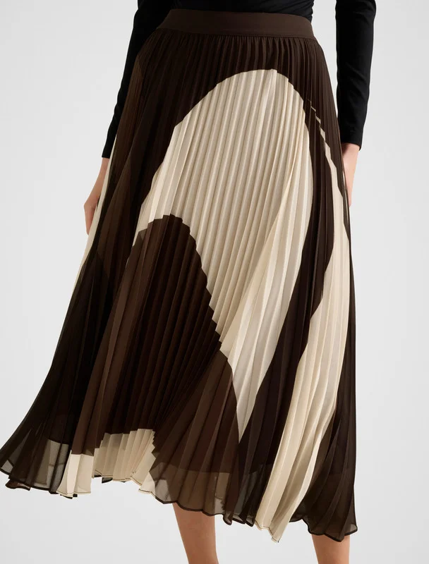 forever new  EVA Color Block Pleated Midi Skirt for Women | Best Price UAE